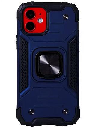 Чехол противоударный для iphone 12 mini силиконовый защита от ударов с кольцом deep blue
