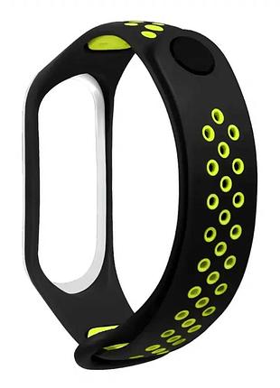 Ремешок sport силиконовый для активного отдыха xiaomi mi band 3 4 черный желтый