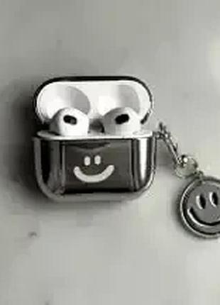 Чехол силиконовый для airpods pro 2 с ключницей защита принт smile