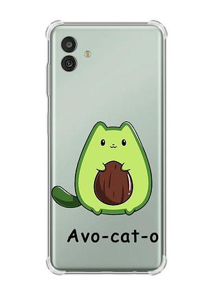 Чехол с утолщёнными углами на samsung galaxy m13 5g :: котик авокадо (принт 306)