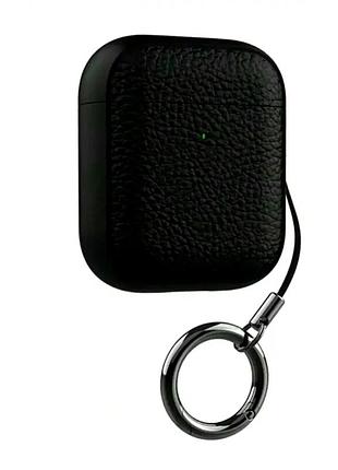 Чехол кожаный для airpods pro защита переноска натуральная кожа черный