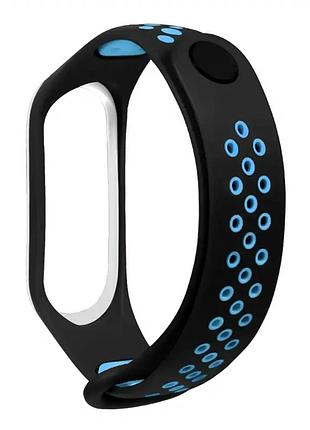 Ремінець силіконовий для спорту xiaomi mi band 3 4 легкий чорний синій