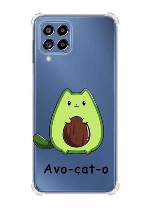 Чехол с утолщёнными углами на samsung galaxy m53 (m536) 5g :: котик авокадо (принт 306)