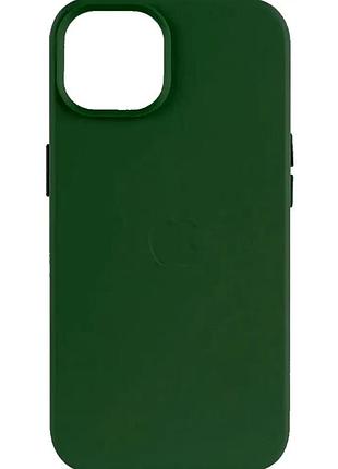 Чехол leather case для iphone 16 зеленый противоударный с magsafe защита от ударов и царапин