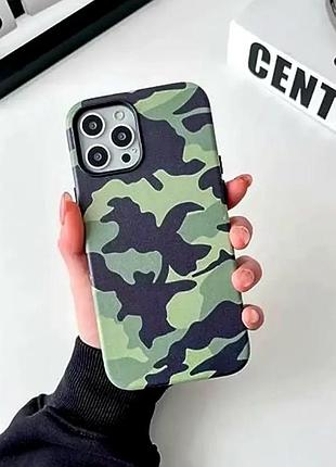 Чехол противоударный для iphone 14 pro max кожаный зеленый защита от ударов и падений с magsafe