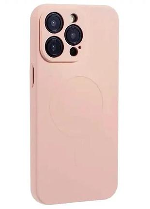 Чехол силиконовый для iphone 14 pro max противоударный magsafe пудровый с защитой от падений