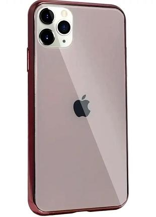 Протиударний чохол для iphone 11 pro max скляний рожевий золотозахист від падінь і подряпин