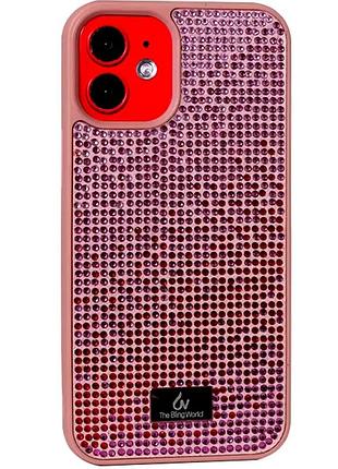Чохол протиударний для iphone 12 mini tpu рожевий із блискучим камінням захист від ударів