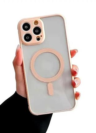 Чохол силіконовий для iphone 11 протиударний з magsafe рожевий захист від падінь і ударів
