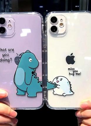 Чехол противоударный для iphone 13 pro силиконовый с рисунком динозавра защита от ударов и царапин 2