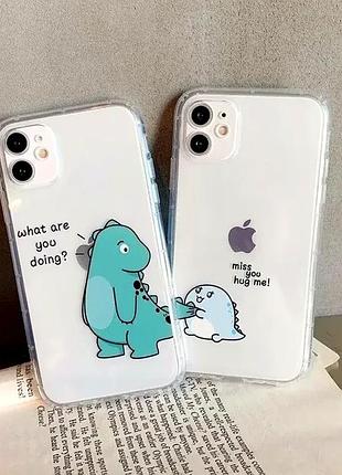 Чехол противоударный для iphone 13 pro силиконовый с рисунком динозавра защита от ударов и царапин 3