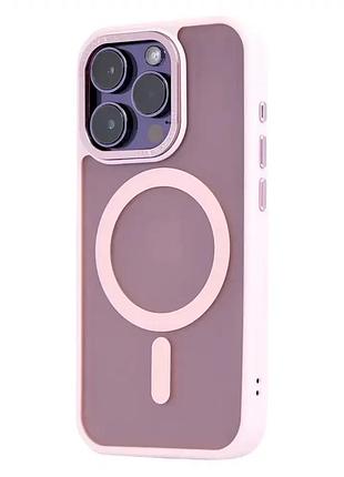 Чехол противоударный силиконовый для iphone 14 pro max розовый с magsafe защита от ударов и падений