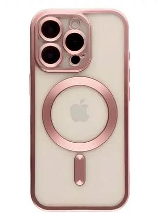 Чехол противоударный electroplate case для iphone 16 pro max розовый с magsafe защита от повреждений 5
