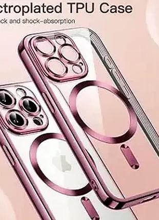 Чехол противоударный electroplate case для iphone 16 pro max розовый с magsafe защита от повреждений 6