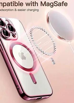 Чехол противоударный electroplate case для iphone 16 pro max розовый с magsafe защита от повреждений 7