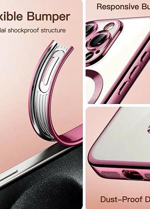 Чехол противоударный electroplate case для iphone 16 pro max розовый с magsafe защита от повреждений 8