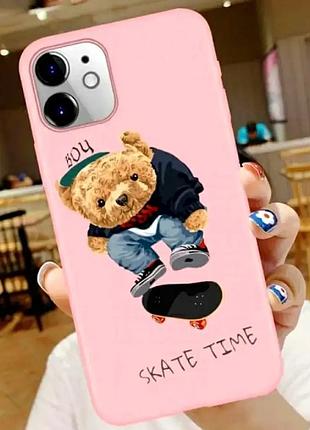 Чехол силиконовый для iphone 13 pro max противоударный мультяшный медведь для детей и подростков