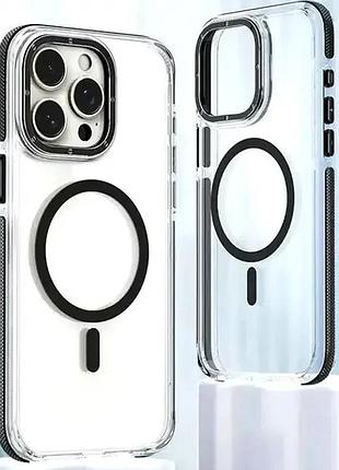 Чохол силіконовий для iphone 12 12 pro протиударний чорний захист від ударів і подряпин з magsafe