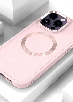 Чехол противоударный для iphone 15 pro max розовый с magsafe защита от падений и царапин
