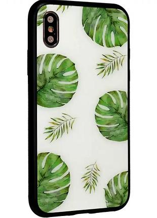 Чехол противоударный для iphone xs max силиконовый с рисунком fern защита от падений и ударов