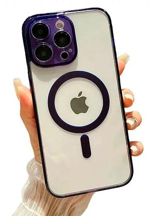 Чехол противоударный для iphone 15 pro прозрачный tpu pc защита ударов цвет deep purple