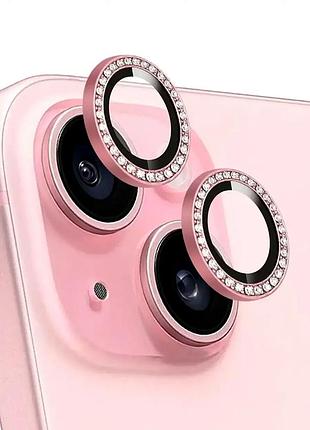 Чехол противоударный для iphone 15 plus силиконовый с алмазной крошкой розовый защита от ударов и царапин