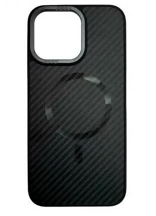 Противоударный чехол carbon armor для iphone 12 pro max черный защита от ударов и падений с magsafe