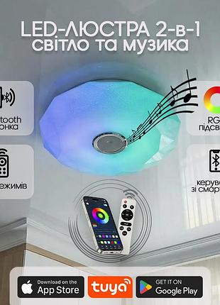 Люстра светодиодная 517 dlight rgb с пультом и колонкой 80вт белый (02157)