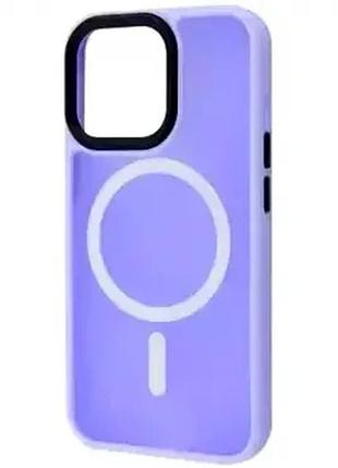 Чехол противоударный для iphone 14 plus силиконовый lavender защита от падений с magsafe