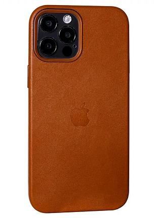 Чехол кожаный для iphone 12 mini коричневый защита от ударов и царапин с magsafe