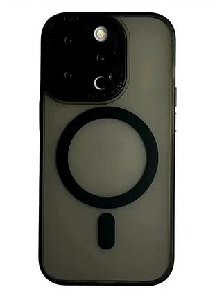 Чохол силіконовий для iphone 13 pro чорний захист від падінь з magsafe і мікрофіброю всередині
