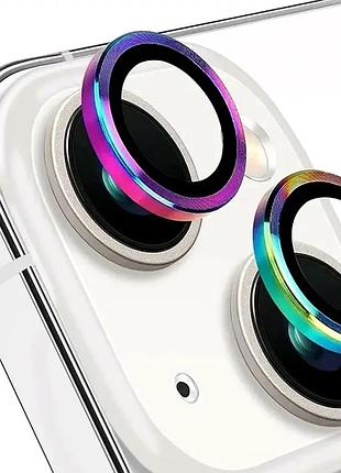 Чохол скляний захисний протиударний для iphone 15 plus загартоване скло ефект веселки