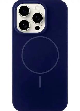 Чехол силиконовый для iphone 14 pro midnight blue защита от ударов с magsafe