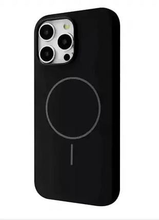 Силиконовый чехол для iphone 14 pro max черный противоударный с magsafe защита от падений
