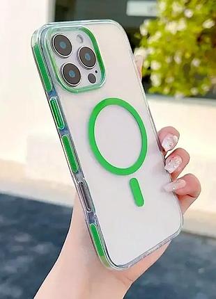 Чехол силиконовый для iphone 16 mint противоударный с magsafe защита от ударов и падений