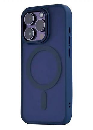 Чехол противоударный для iphone 14 plus силиконовый navy blue с magsafe защита от ударов и падений