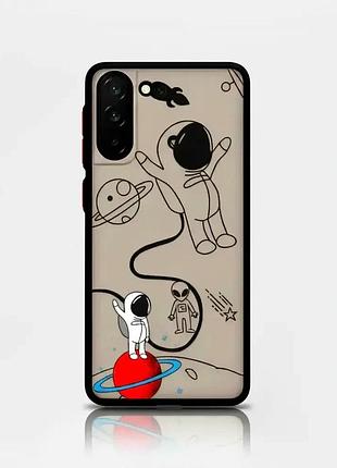 Чехол силиконовый для xiaomi redmi note 10 противоударный с принтом космоса защита от падений