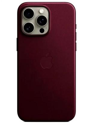 Чехол leather case для iphone 15 pro mulberry противоударный с защитой от царапин и magsafe