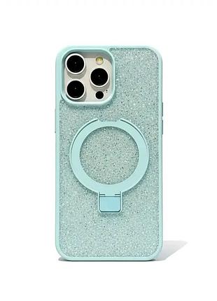 Чехол противоударный для iphone 14 pro силиконовый magsafe защита от падений светло-голубой