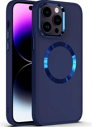 Чехол противоударный для iphone 15 navy blue с magsafe защита от ударов и падений