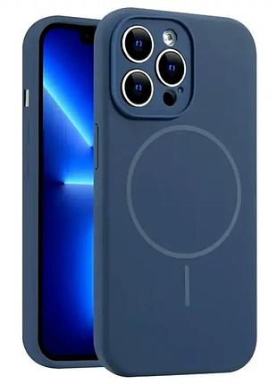 Силиконовый чехол для iphone 16 pro max противоударный midnight blue с поддержкой magsafe защита от ударов