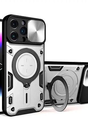 Чехол противоударный для iphone 14 pro силиконовый защита от падений серебристый