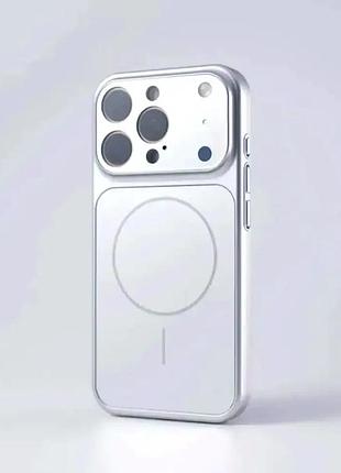 Чехол ag glass case с magsafe для iphone 15 pro max серебристый защитная накладка из полиуретана