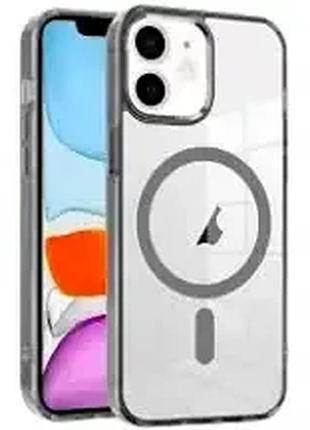 Чехол силиконовый для iphone 11 серый противоударный с magsafe защита от падений