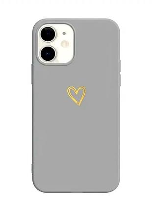 Чохол силіконовий для iphone 12 tpu сірий із серцевим візерунком захист від ударів і падінь
