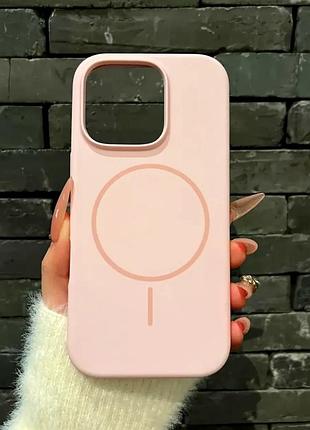 Чехол силиконовый для iphone 15 pro max pink sand защита от ударов с magsafe