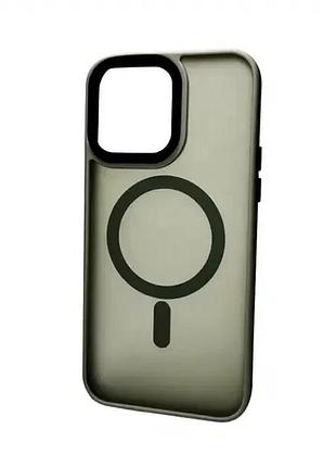 Чехол противоударный для iphone 14 plus матовый серый с magsafe защита от ударов и царапин