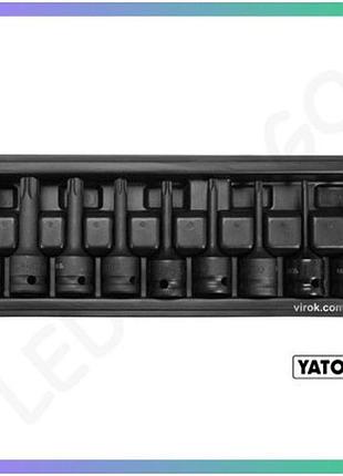 Набор насадок отверточных yato torx t20-t70 квадрат 1/2" cr-mo 9 од для ремонта автомобилей и техники
