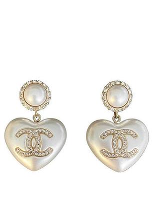 Сережки сердечки chanel шанель