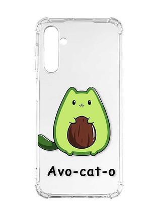 Чехол с утолщёнными углами на samsung galaxy a56 5g котик авокадо (принт 306)